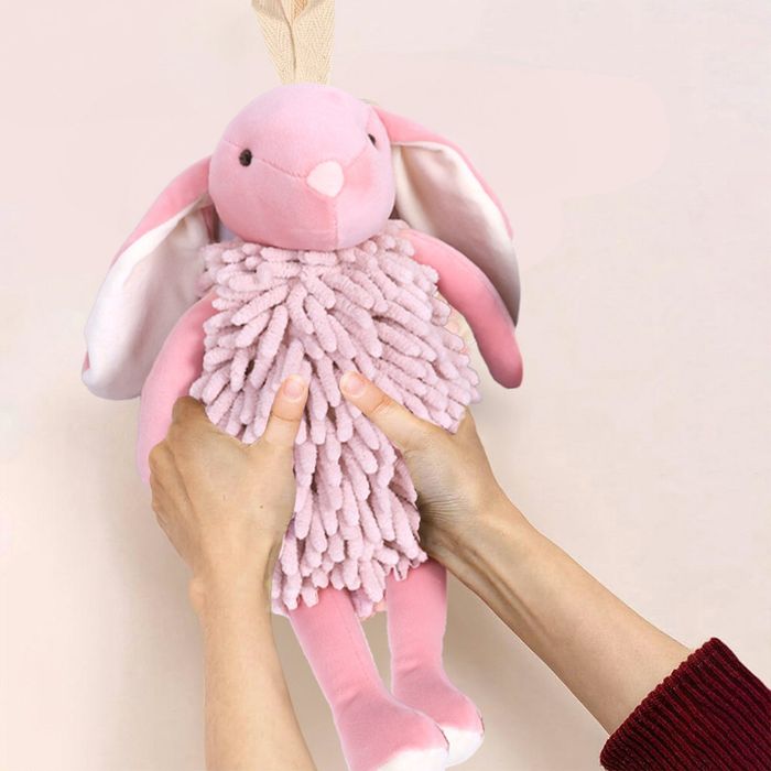 2в1 Голямо плюшено Зайче– Играчка и Кърпа за Ръце