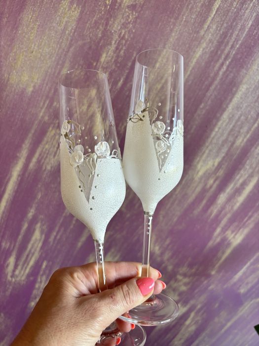 РАЗПРОДАЖБА!!! Рисувани ритуални сватбени чаши-комплект от 2бр