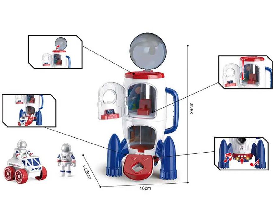 Set Cosmic de Explorare 3 in 1, Racheta Spatiala, Rover si 2Astronauti