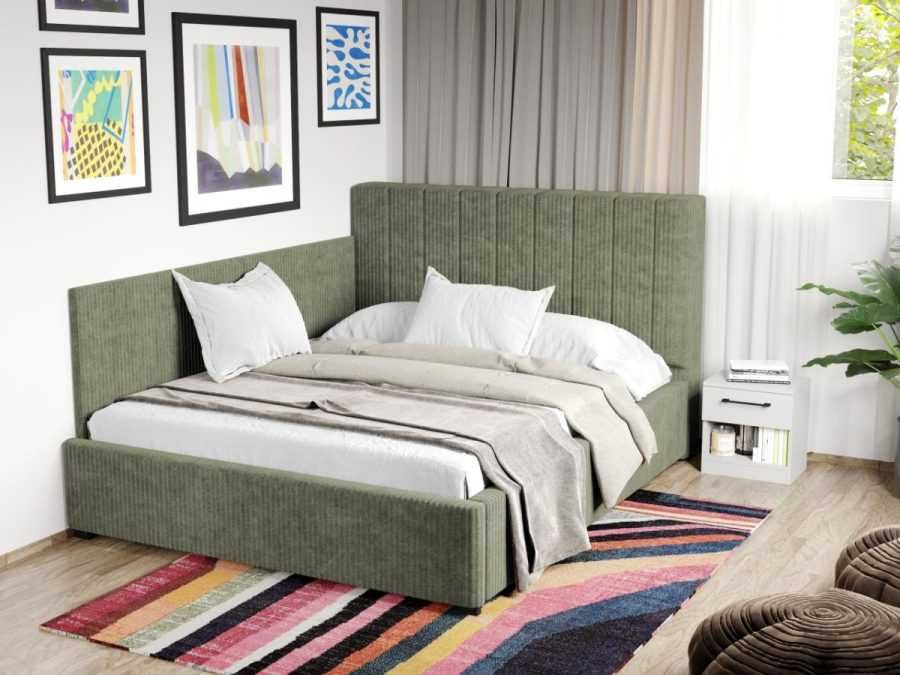 Pat Tapitat de colt Adam Vernil - Poso 47 cu somiera fixa