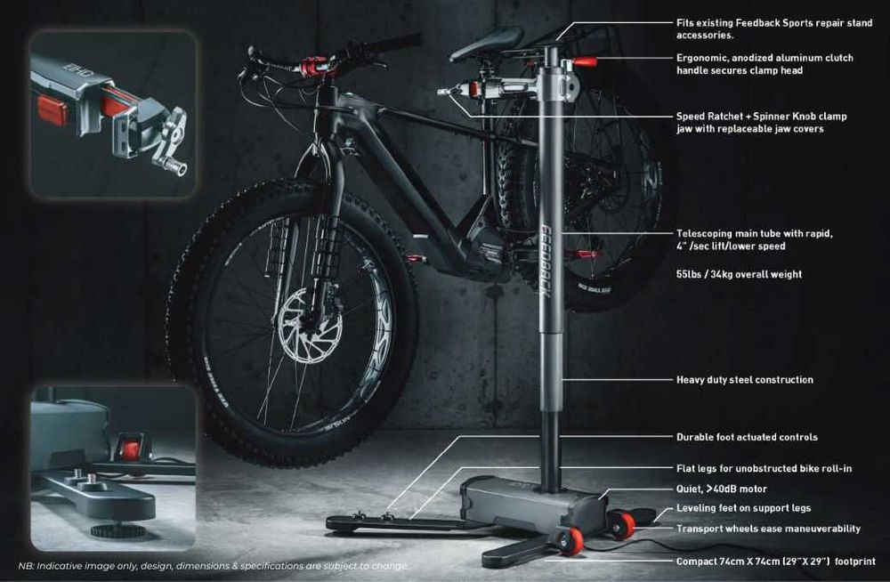 Suport electric, cric hidraulic, Feedback Sports PRO E- LIFT pentru bicicleta electrica