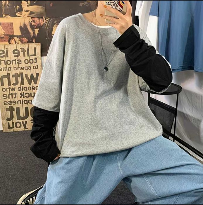 Чёрно-белый лонгслив