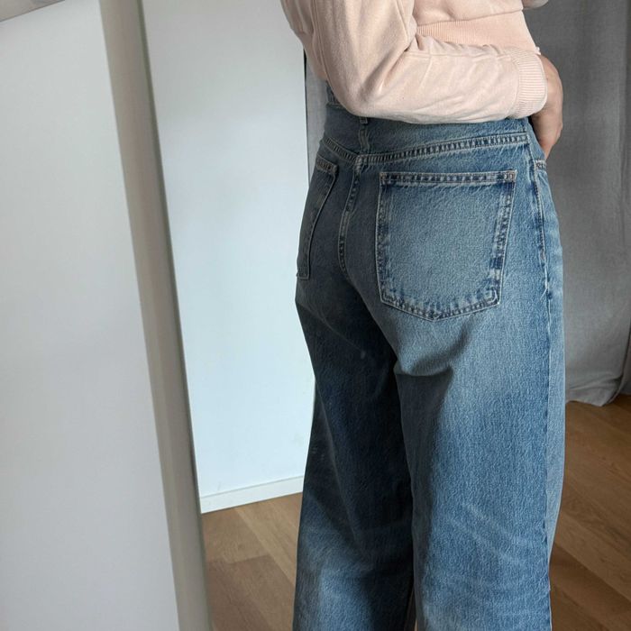 Дамски дънки Zara, размер 36, висока талия и широк крачол