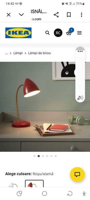 Lampă de birou ISNALEN, Ikea rosie