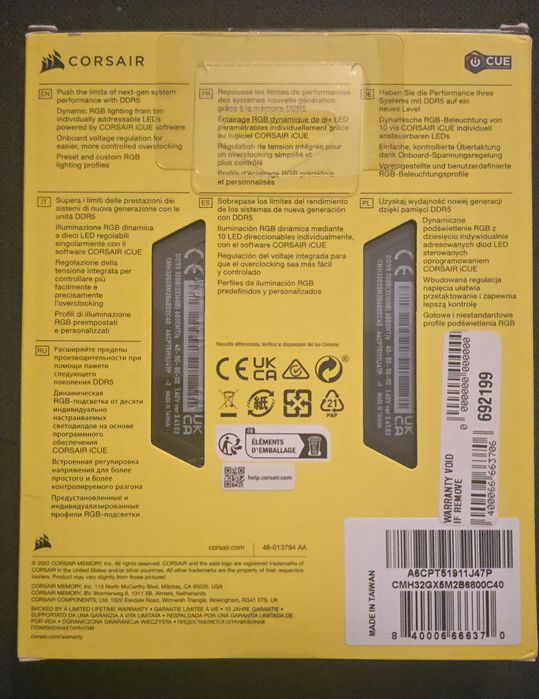 KIT Ram Corsair Vengenace RGB 32Gb DDr5 6800 CL36 merge si 6000 cl30