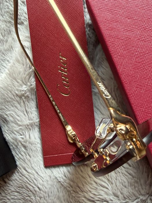 Ochelari de soare Cartier – model rotund fără ramă, auriu, unisex