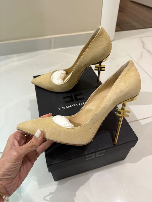 Обувки на висок ток Elisabetta Franchi черни и бежави - нови!