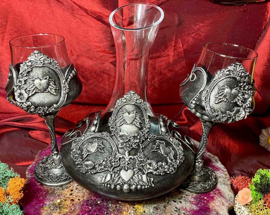 Декантер с две чаши в сребро