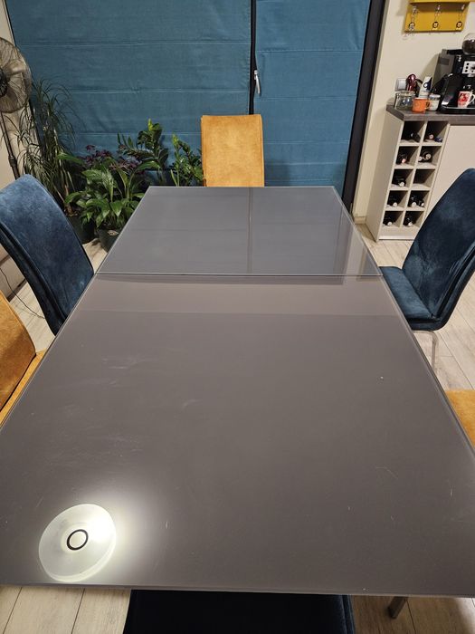 Masa de sticla gri 180x90 cu  mecanism extindere 220x90