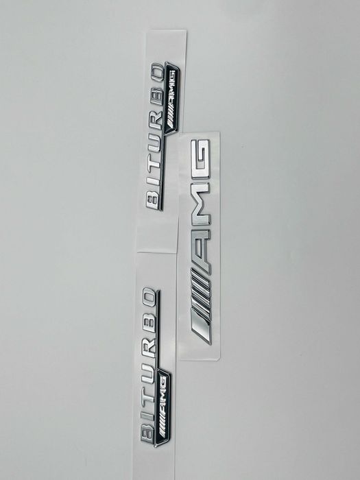 Set Embleme Compatibile Mercedes biturbo AMG crom