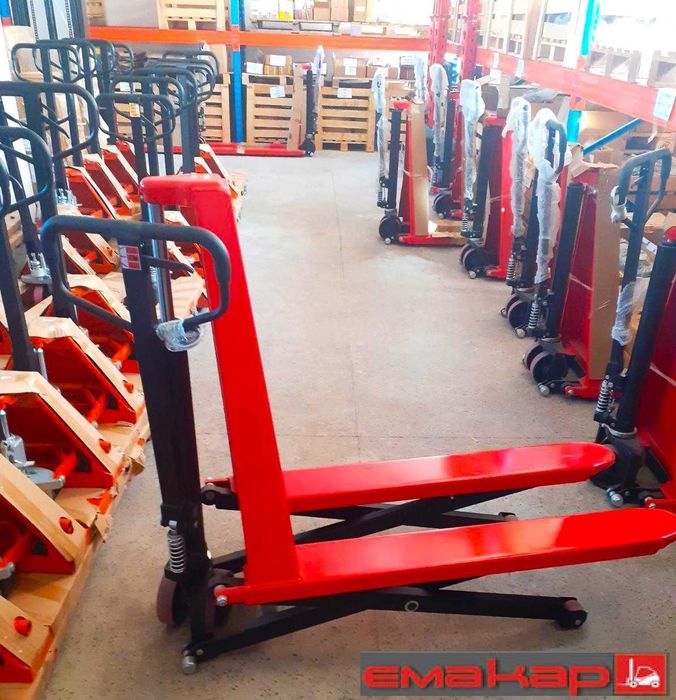 Газокар Катерпилар и Ножична палетна количка с товароподем 1500кг.