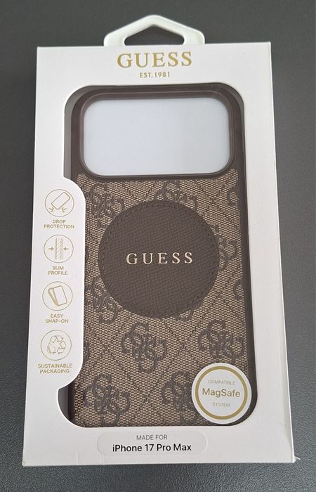 Оригинален кейс Guess за iPhone 17 Pro Max метално лого силикон