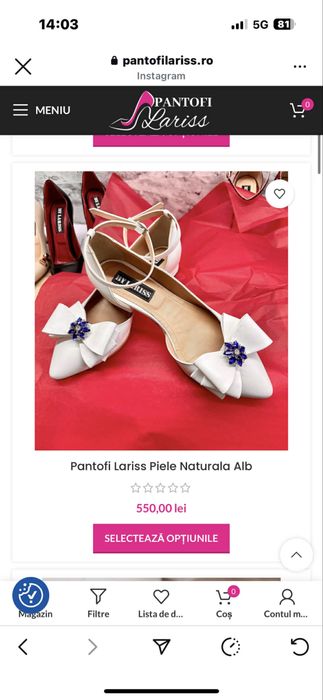 Pantofi Lariss piele naturala alb