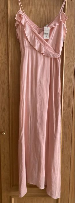 Rochie lunga roz volane /Rochie deosebita/ocazie/nunta cununie Pimkie