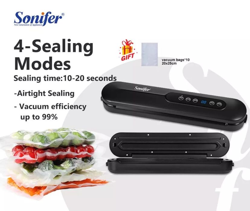 Вакуумный упаковщик, Sonifer SF-1511, в комплекте 10 рифлёных пакетико