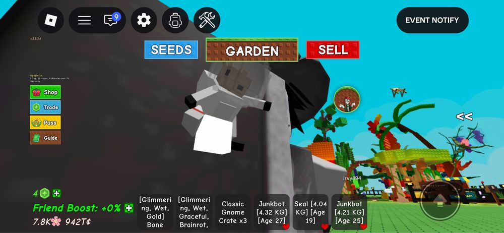 Grow A Garden питомцы roblox