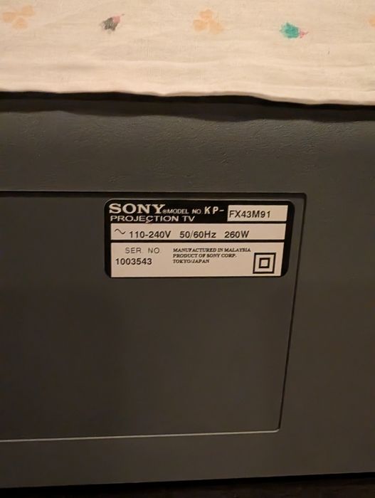 Телевизор Sony модель KP-FX43M91. Производство Малайзия.