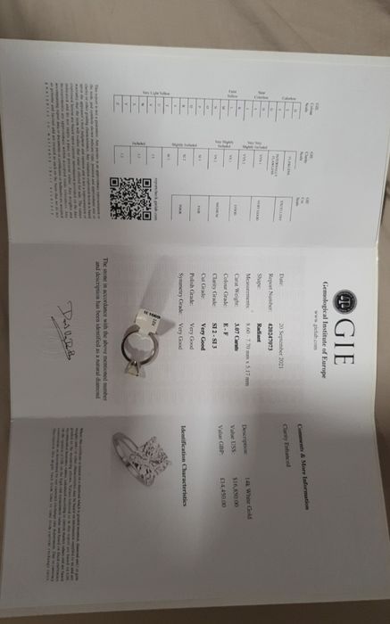 Inel Diamant Radiant claritate SI2-SI3