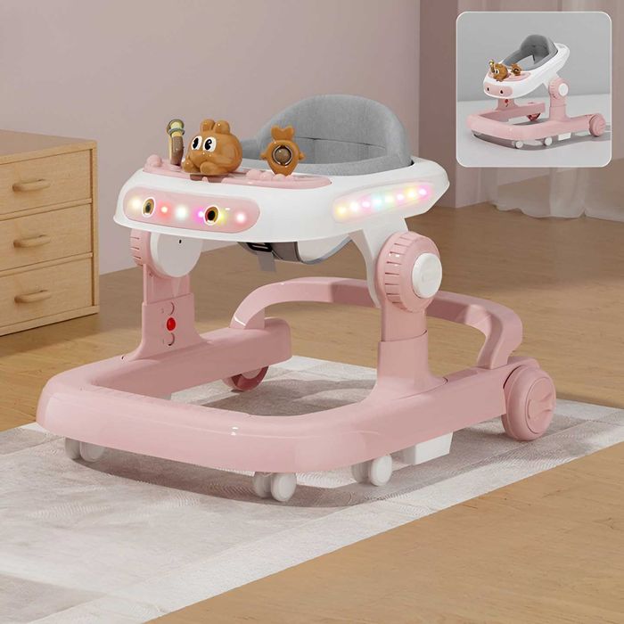 Premergator Nou,Multifunctional cu Roti Model Iepuras, Roz