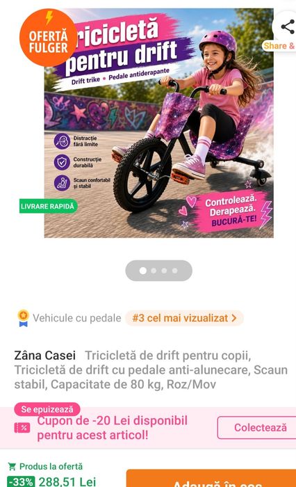 Trotinete drift cu pedale