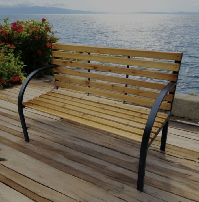 Градинска Пейка с метални крака 125 х 60 х 85см