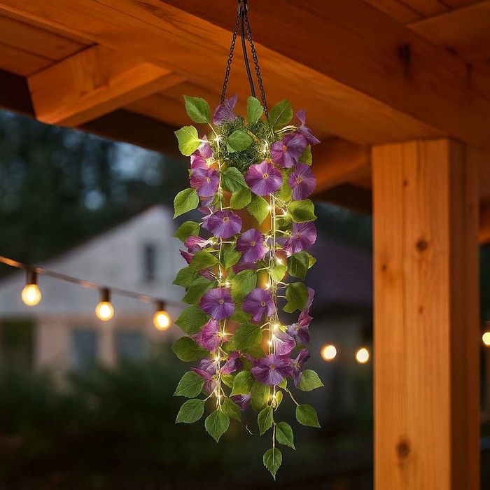 Соларна висяща саксия с LED осветление Living & Garden – 60 LED,