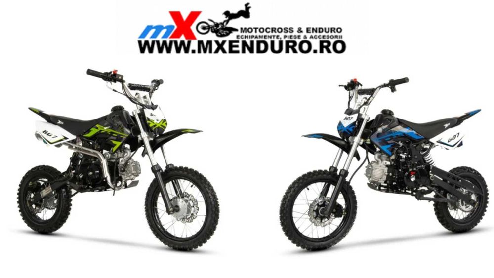 Motocicleta Cross/Enduro copii 4T XTR 607M, 125cc, roti 14/12, pornire electromotor, schimbator viteze, culoare verde sau albastru