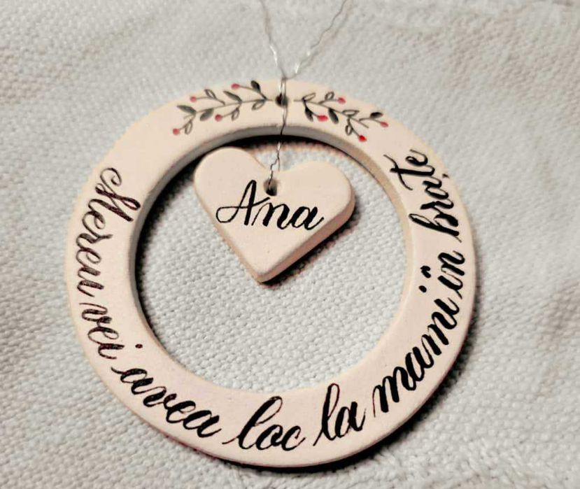 Set Decoratiune Craciun din Lut Handmade Globuri Brad - Personalizabil