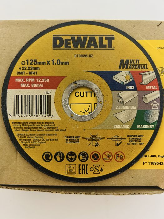 Диски по металу  DEWALT диаметр125 1мм