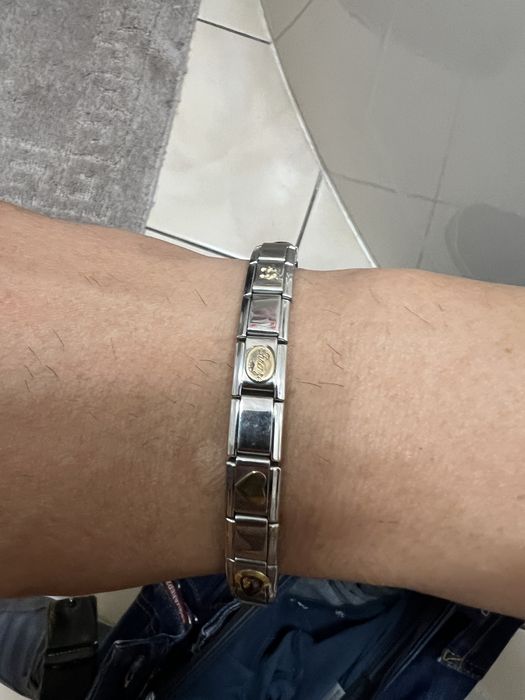 Bratara inox elastica originala ,italieneasca Firenze cu aur de 18K un