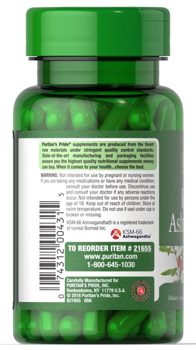 Ashvaganda(Ashwagandha) KSM-66(ENG TOZA EKSTRAKTI) (Puritan's Pride) 4