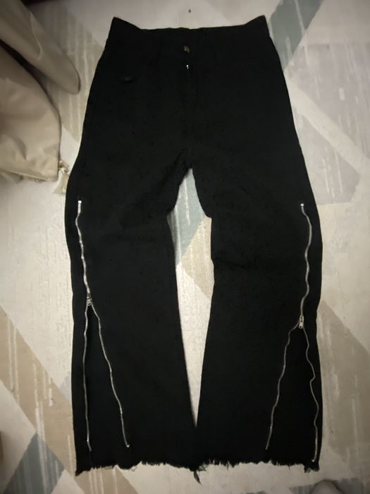 zip flared jeans