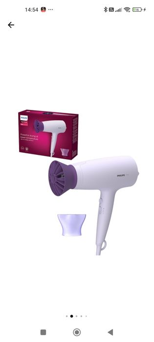 Сешоар Philips BHD341/10, 2100W, Аксесоар Thermo Protect,