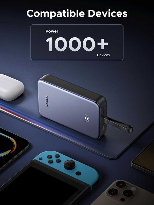 UGREEN 20000mAh 22.5W встроенным кабелем Type-C. Есть доставка
