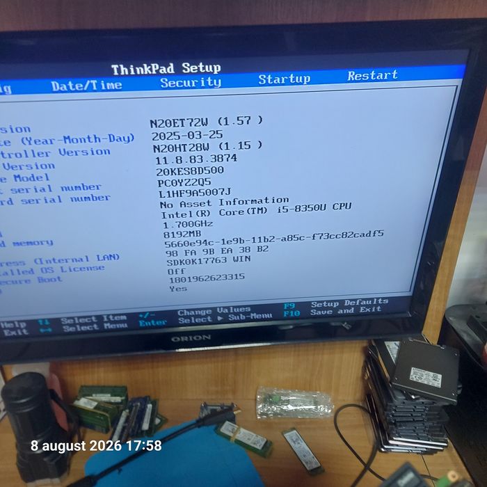 Placa de baza Lenovo x280 i5 gen 8 fără parola bios