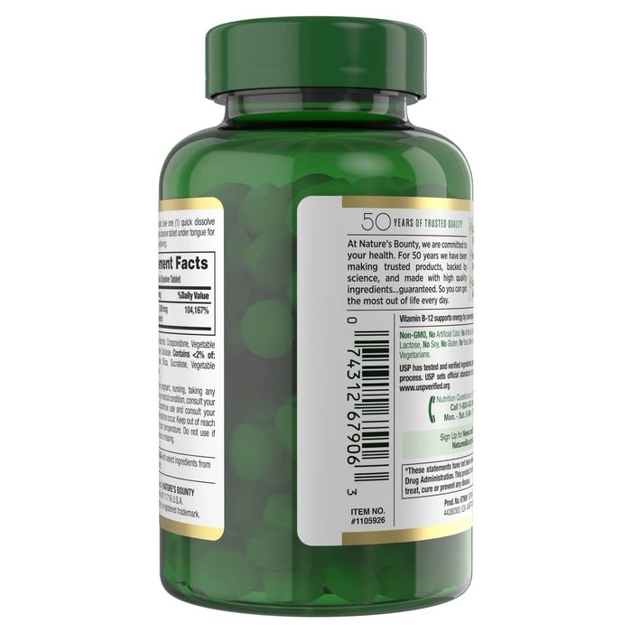 Витамин B-12 Nature's Bounty Vitamin B-12
300 быстрорастворимых таблет