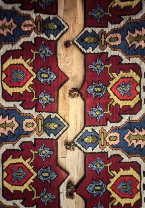 3 draperii românești, cusătură tip kilim. Minim 50 ani vechime