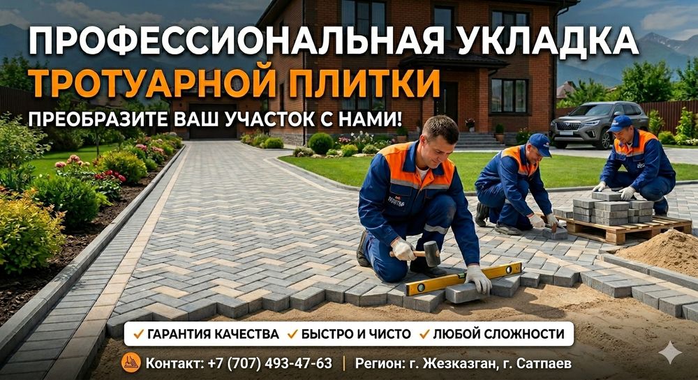 Укладка тротуарной плитки, брусчатки