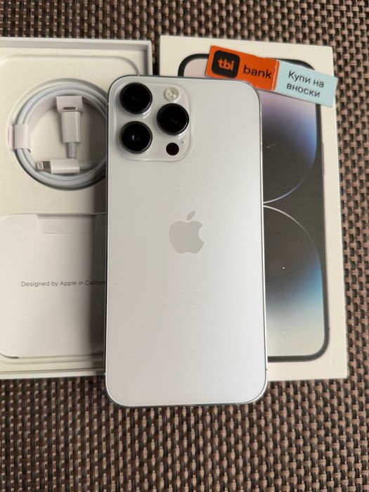 100% БАТЕРИЯ! iPhone 14 Pro MAX Лизинг от 20€/мес / Silver 128Gb - бял/ сив