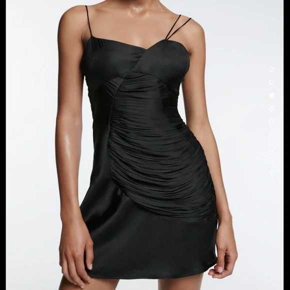 Zara rochie mini scurta neagra bretele tip corset