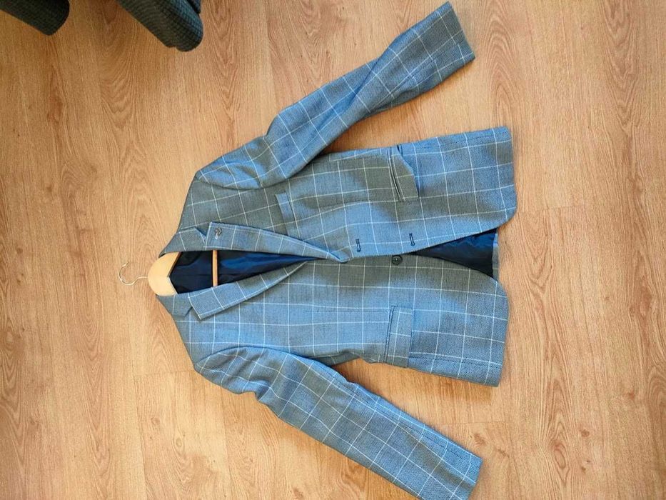 Пиджак серый, темно-синий в клетку