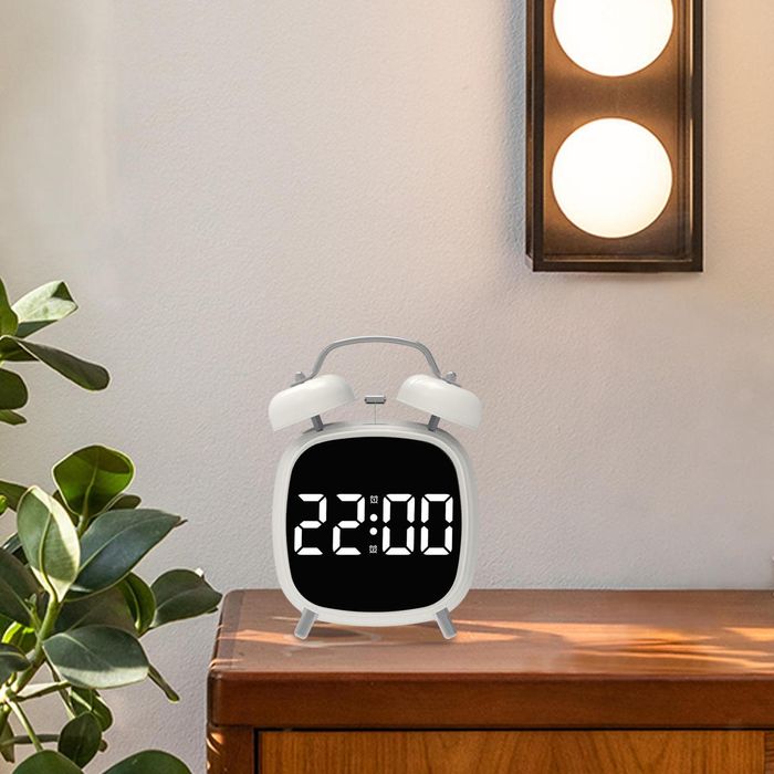 Светодиодный цифровой часы будильник с двойным звонком большой дисплей