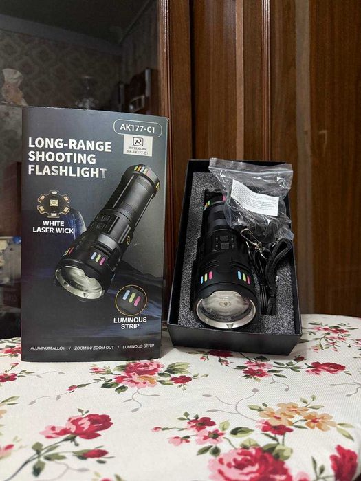 Мощный дальнобойный фонарь AK177-C1 ROTEKORS 4×18650 Zoom + RGB полоса