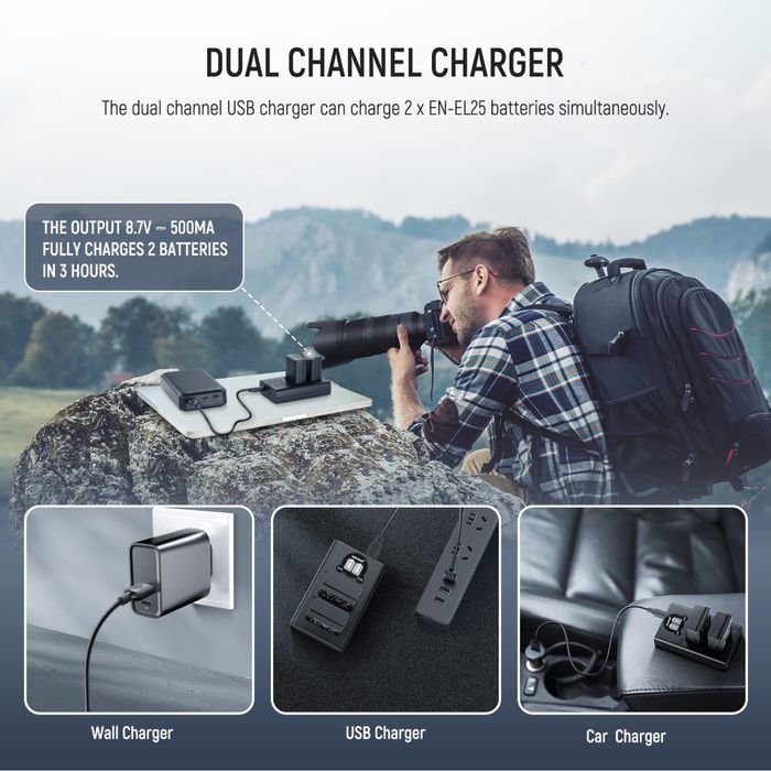 Батерии за Nikon. Зарядно. Z30. Z50. ZFC. EN-EL25. Камера. nikon