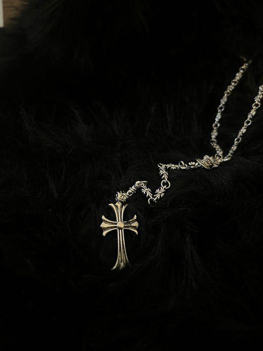 Lant Chrome Hearts Rosary Cross Pendant Chain reglabil