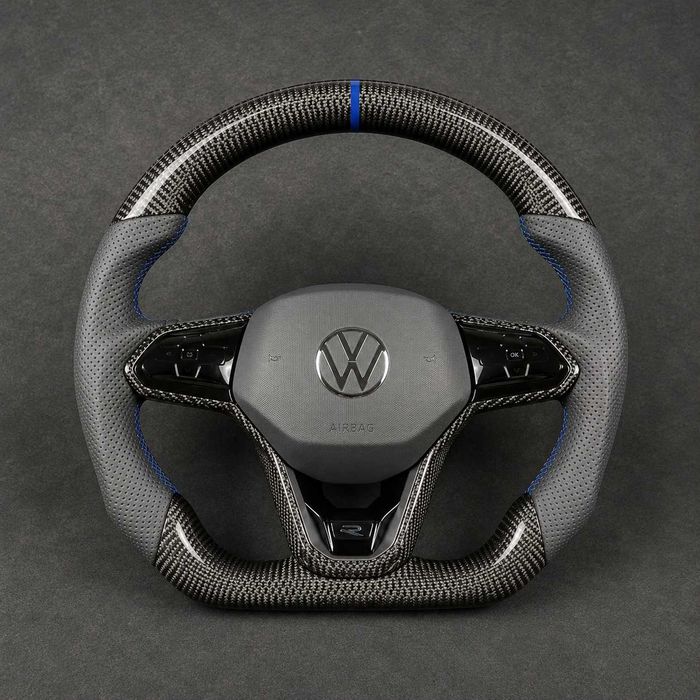 Volan Volkswagen Custom R GTI  | Piele / Carbon / Alcantara | Golf 5 6 7 7.5 8 Passat B6 B7 B8 CC Arteon Polo Scirocco Tiguan T-Roc Touareg