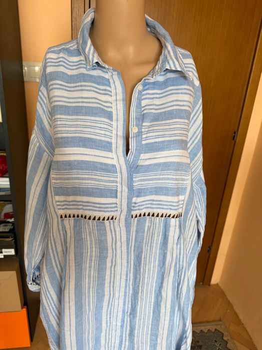 Кафтан( дълга рокля тип туника) 100% лен Lemem&H&M, размер M/L/XL