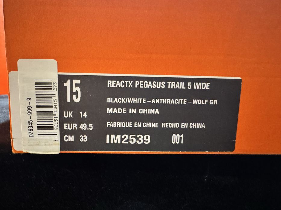 Оригинални! Nike ReactX Pegasus Trail 5 Wide - 49.5 Shoemag