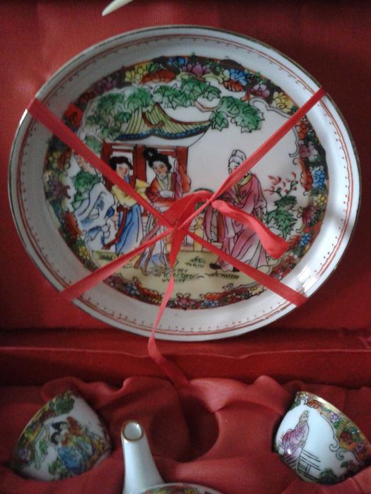 CADOU Set ceremonia ceaiului, autentic China anii '80, portelan pictat