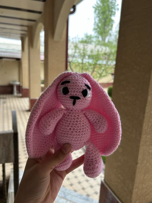 Розовый зайчик ручной работы